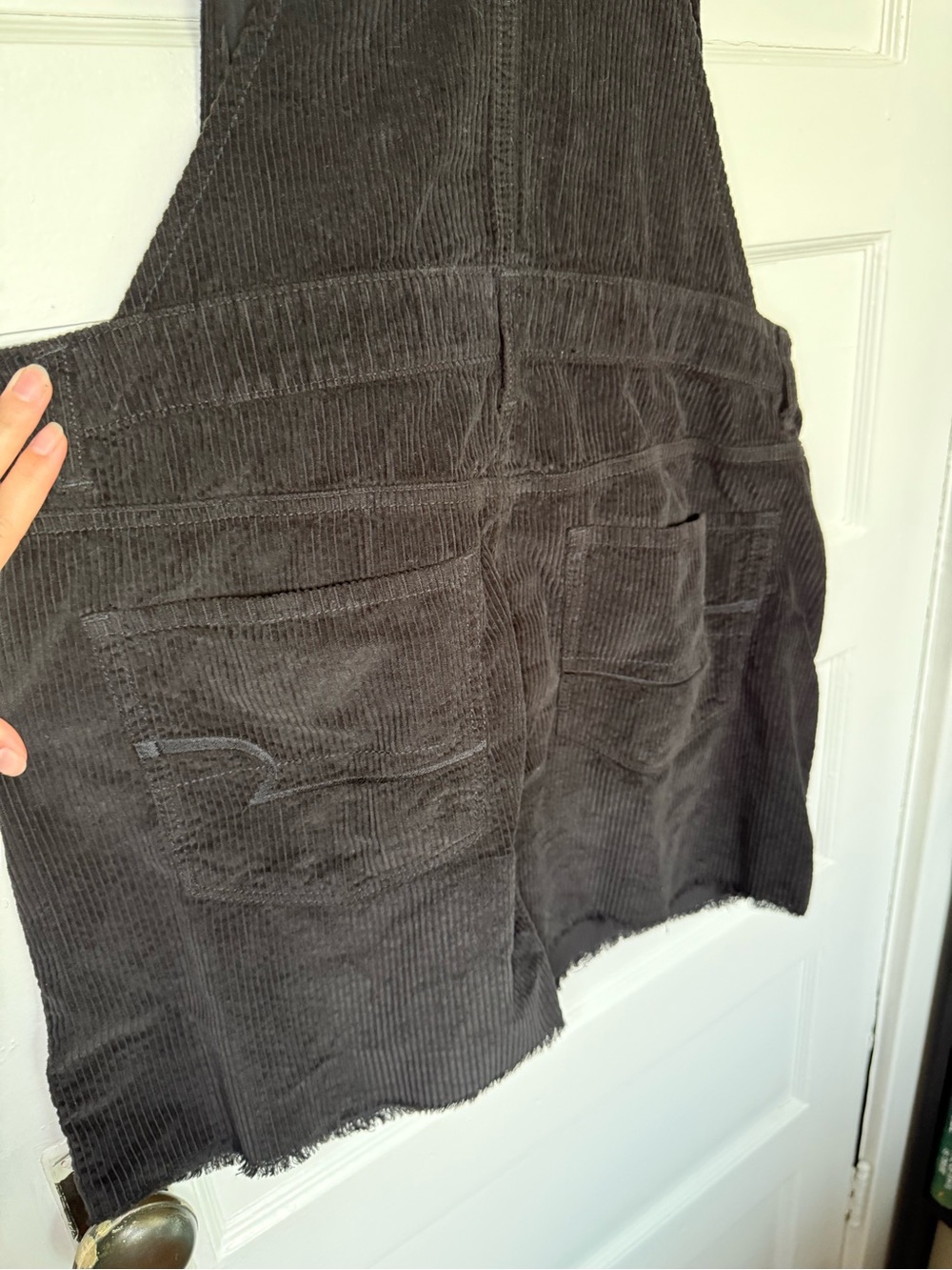 American Eagle Outfitters Black Corduroy Overall Mini Dress 90’s Grunge Fall M - Picture 12 of 13